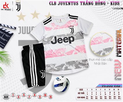 Bộ Quần Áo bóng đá trẻ em CLB Juventus sân nhà thun mè 2023-2024
